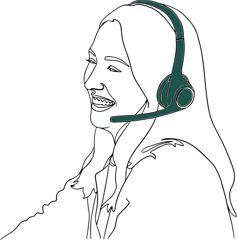 Ashlea with headset line drawing